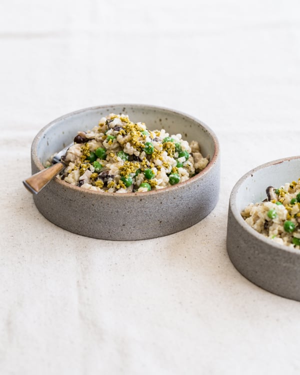 Creamy Brown Rice with Shiitakes & Peas | The Full Helping