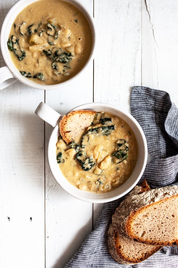 Creamy Vegan Tuscan White Bean Kale Soup | The Full Helping