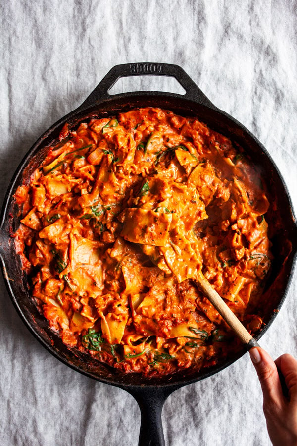 Creamy Vegan Skillet Lasagna