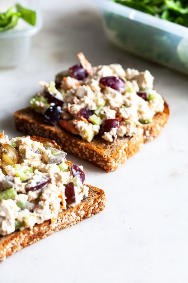 Meal Prep Friendly Tofu Tahini Lunch Salad | The Full Helping