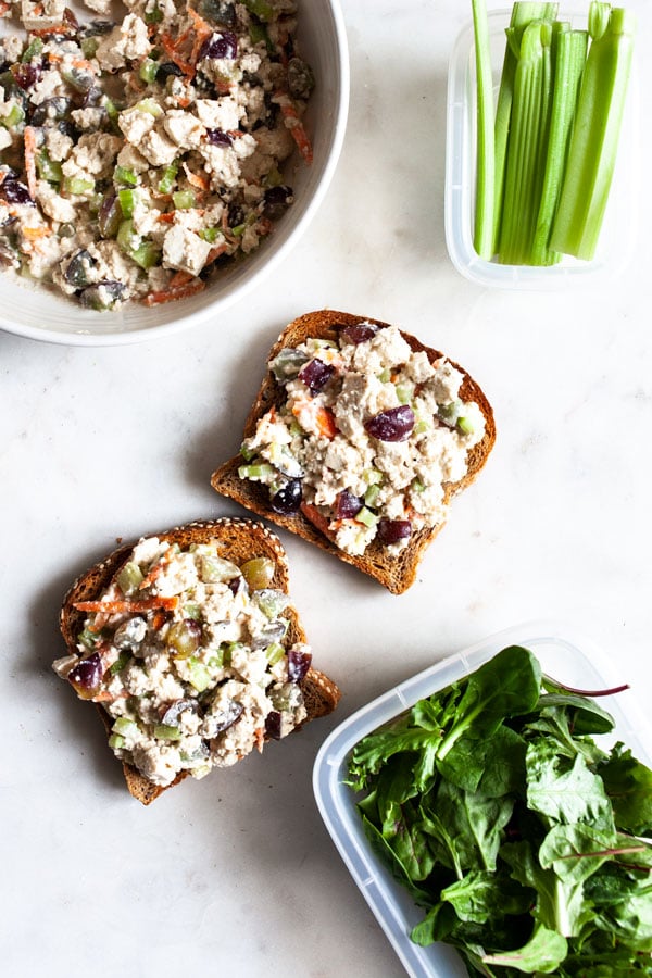 Meal Prep Friendly Tofu Tahini Lunch Salad | The Full Helping