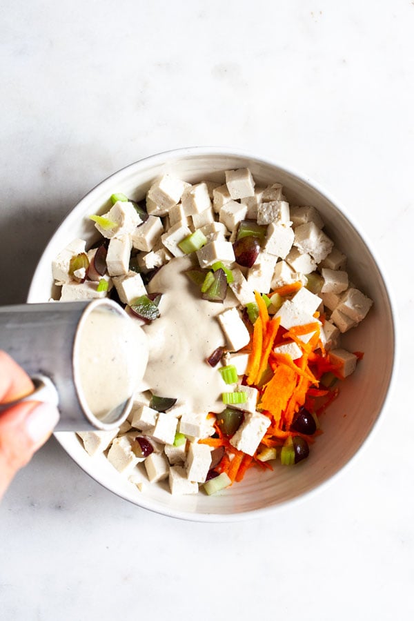 Meal Prep Friendly Tofu Tahini Lunch Salad | The Full Helping