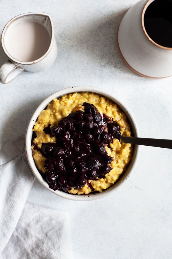 Golden Oats with Gingered Blueberry Sauce | The Full Helping
