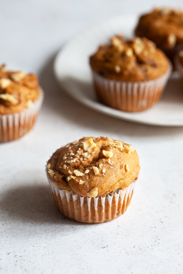 Vegan Pumpkin Cranberry Walnut Muffins | The Full Helping