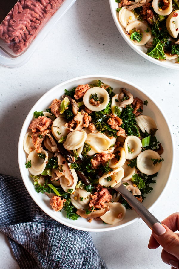Protein Packed, Awesome Mushroom Kale Pasta | The Full Helping