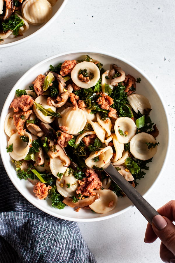 Protein Packed, Awesome Mushroom Kale Pasta | The Full Helping