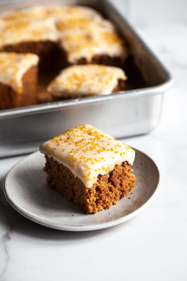 Cinnamon Spice Sheet Cake with Cream Cheese Frosting | The Full Helping