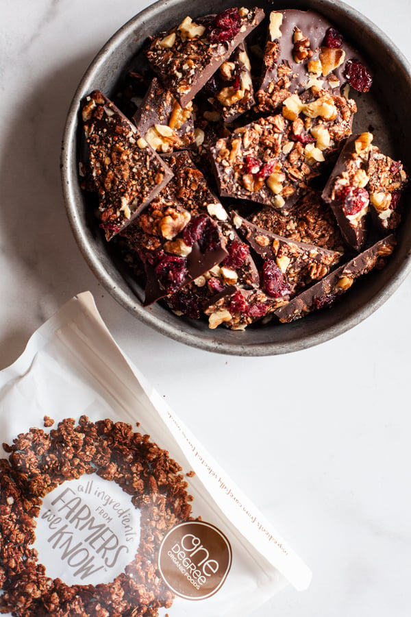 Vegan Dark Chocolate Granola Bark | The Full Helping