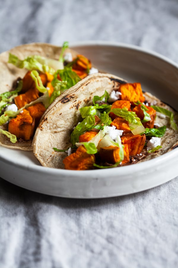 Easy Vegan Black Bean Sweet Potato Tacos | The Full Helping