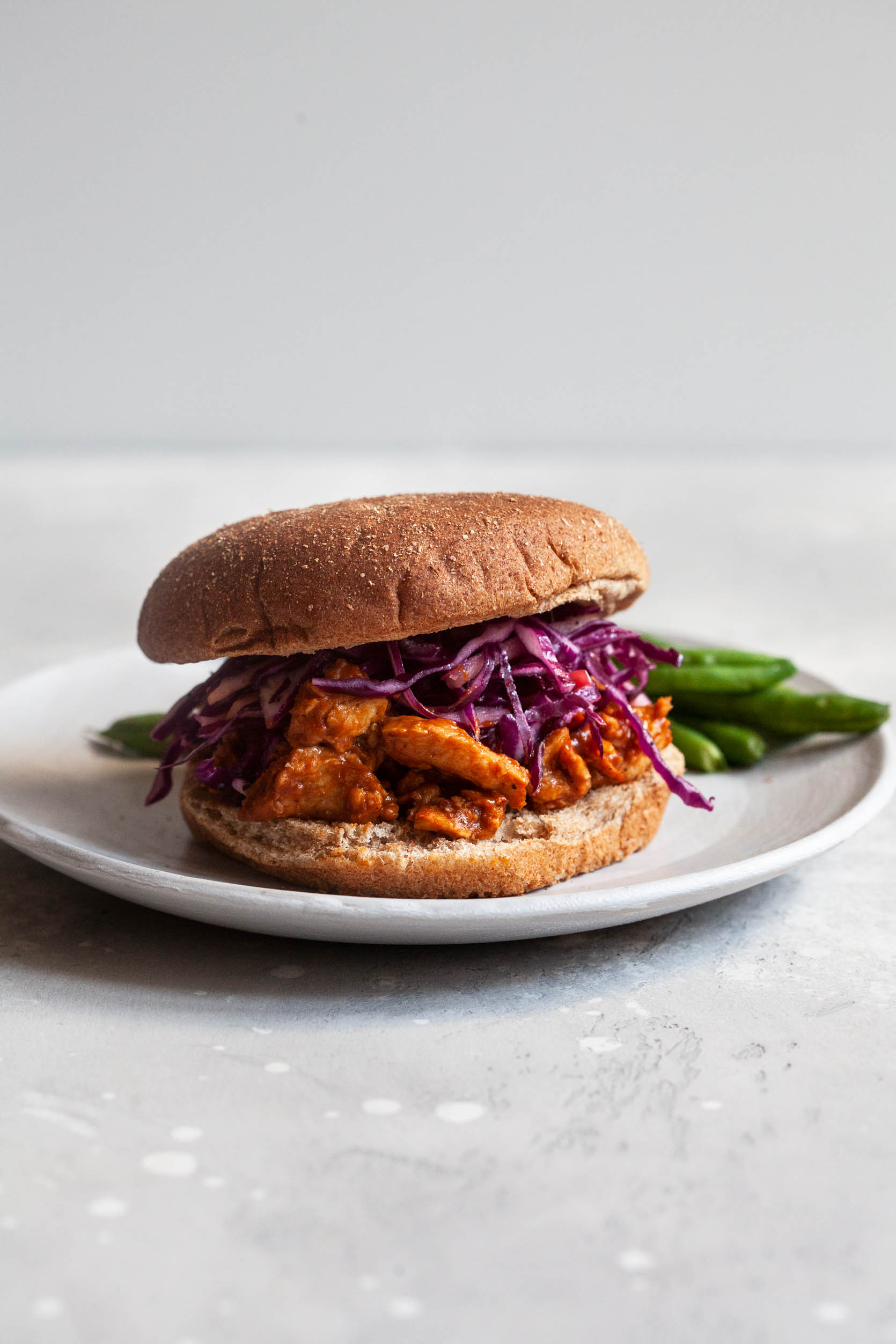 BBQ Soy Curl & Cabbage Apple Slaw Sandwiches | The Full Helping