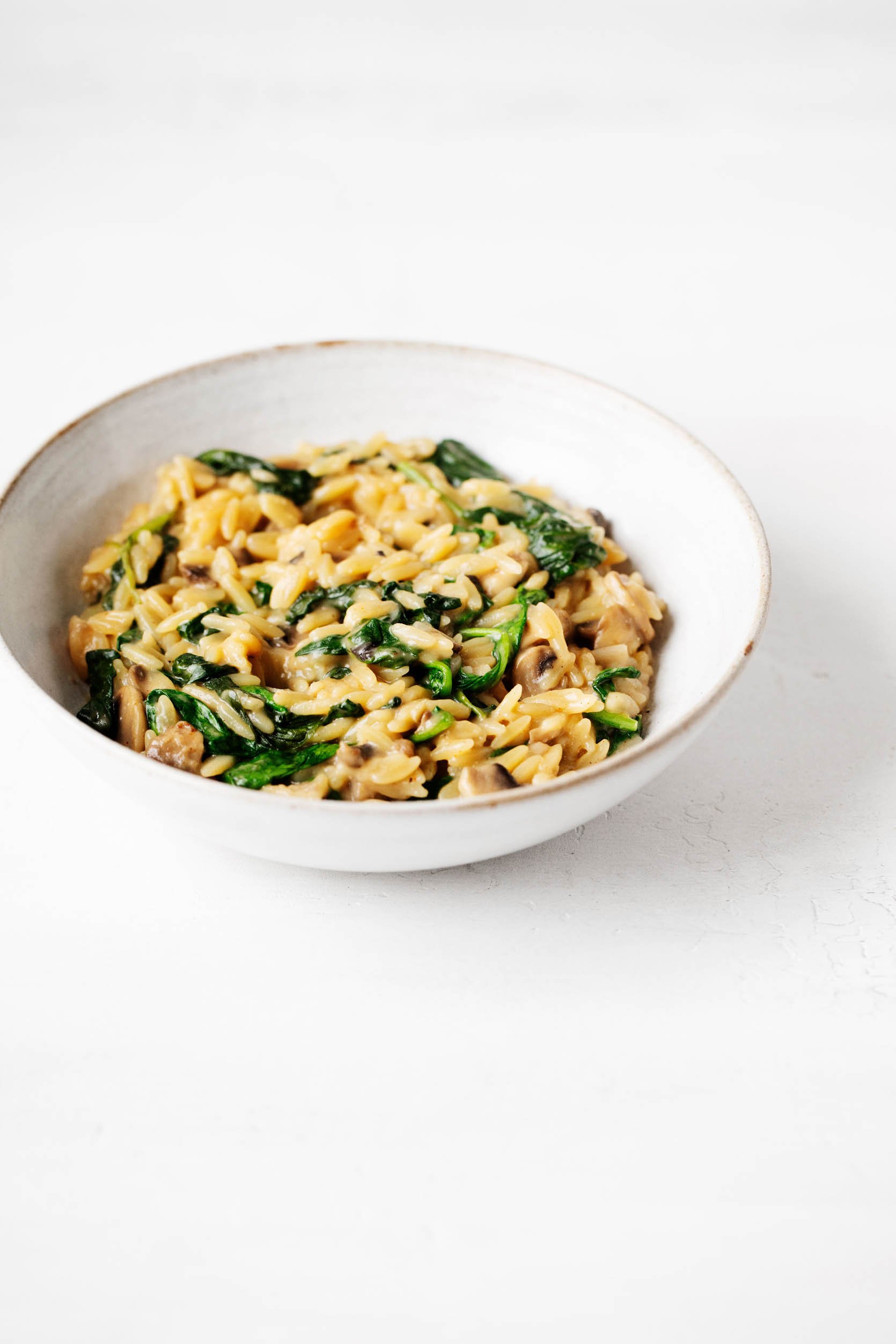 One-Pot Creamy Mushroom Spinach Orzo | The Full Helping