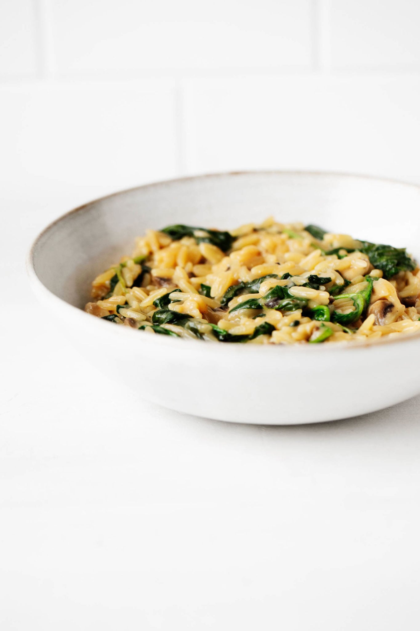 OnePot Creamy Mushroom Spinach Orzo The Full Helping