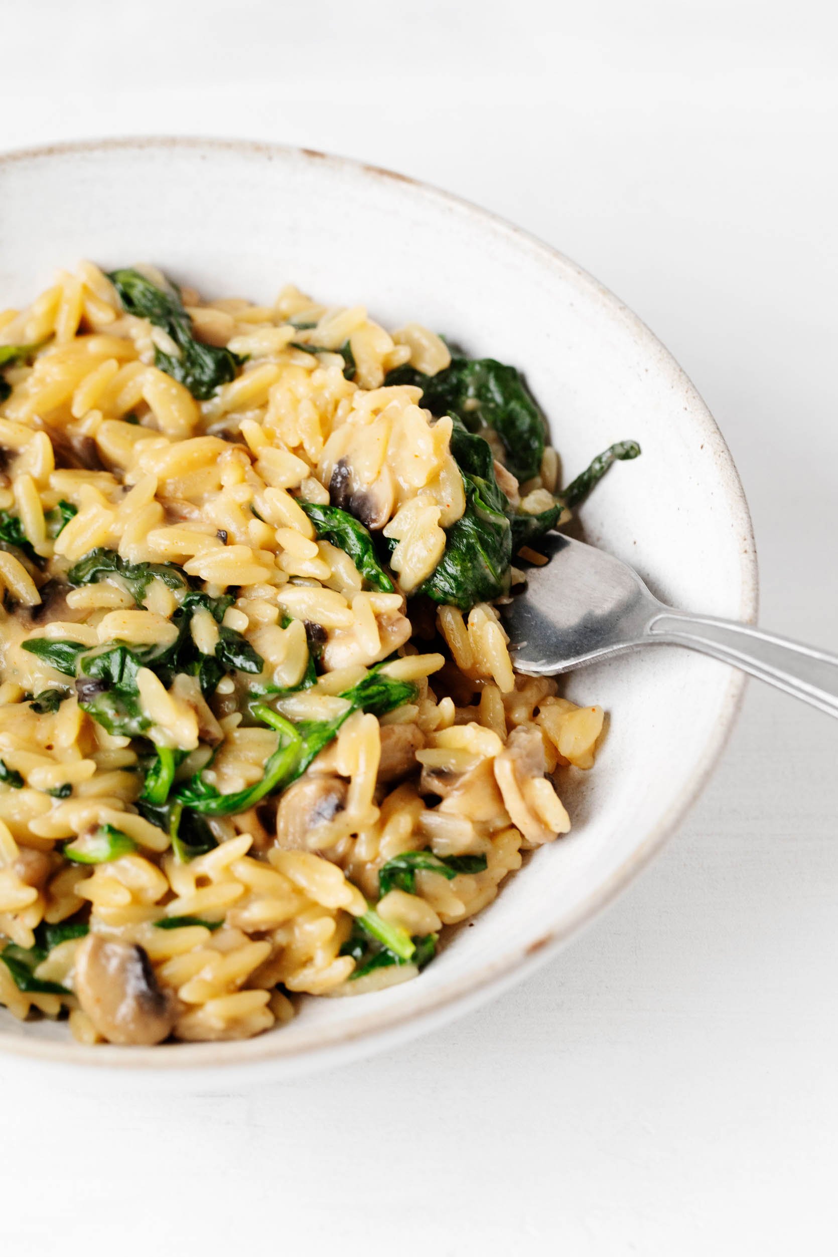 OnePot Creamy Mushroom Spinach Orzo The Full Helping