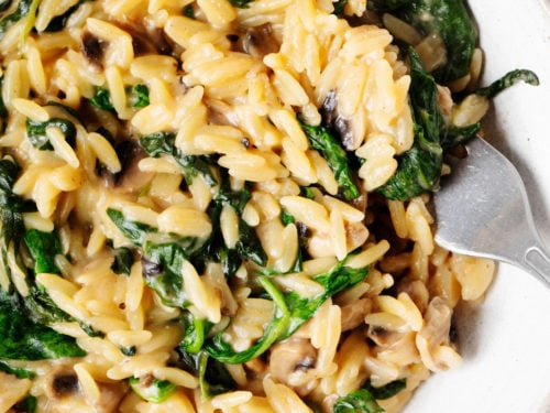 Creamy spinach Parmesan orzo