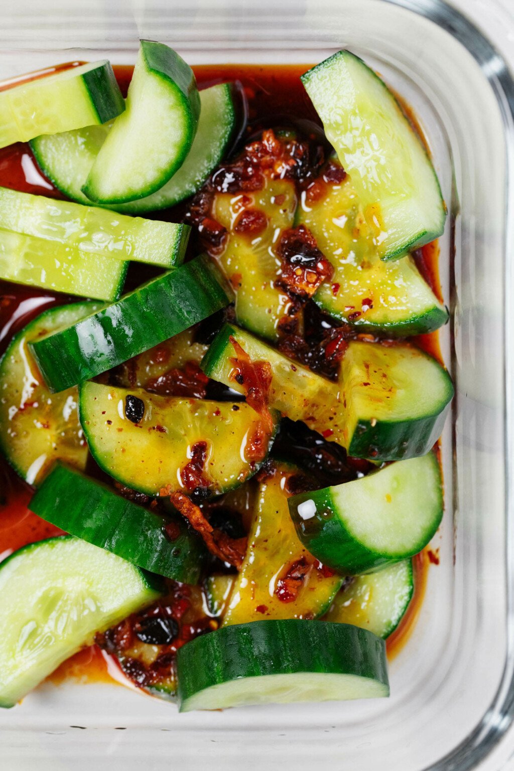 Marinate the cucumbers for a couple hours before assembling your bowls or lunch boxes.