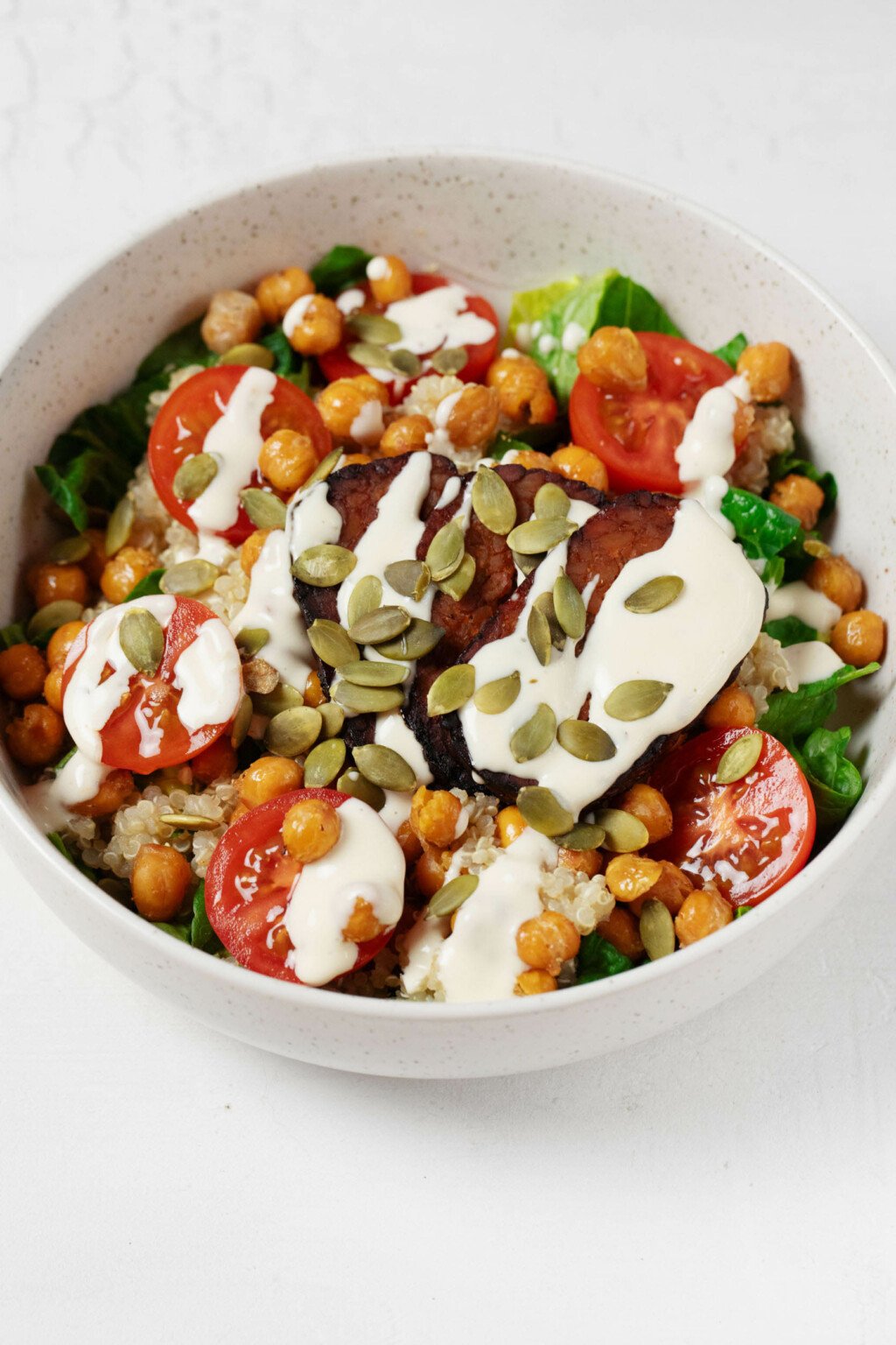 Roasted Chickpea Quinoa Bowls with Creamy Vegan Ranch